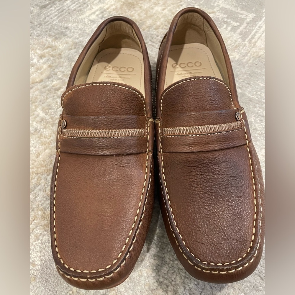 ECCO Men's Brown Genuine Leather Loafers Size 42 Like New Condition